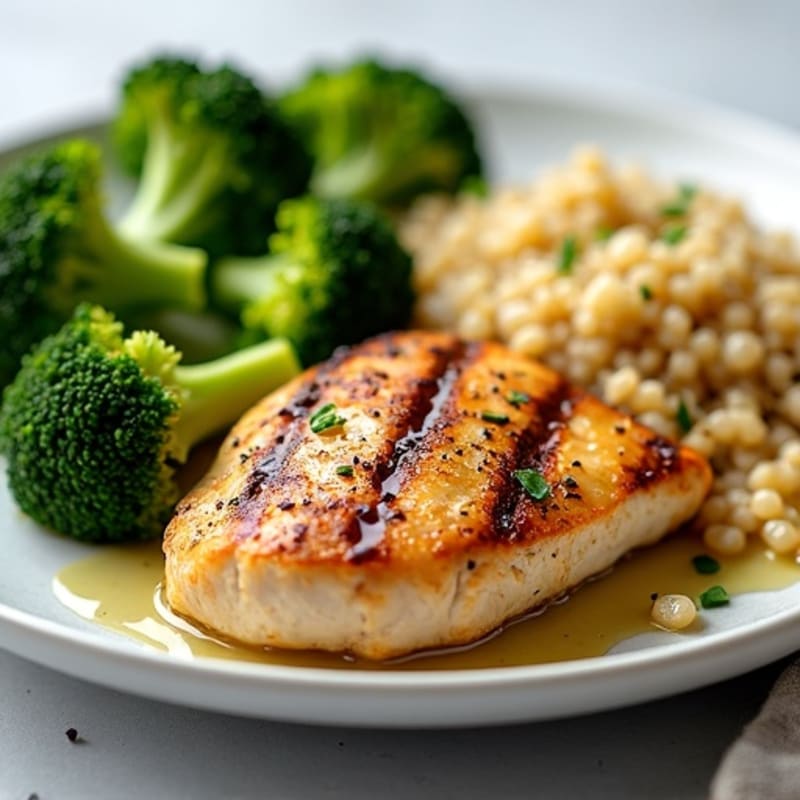 Grilled Chicken Breast with Roasted Broccoli and Quinoa