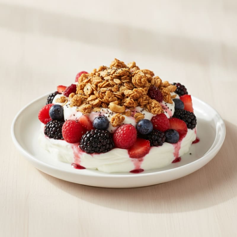 Greek Yogurt Parfait with Mixed Berries and Protein Granola