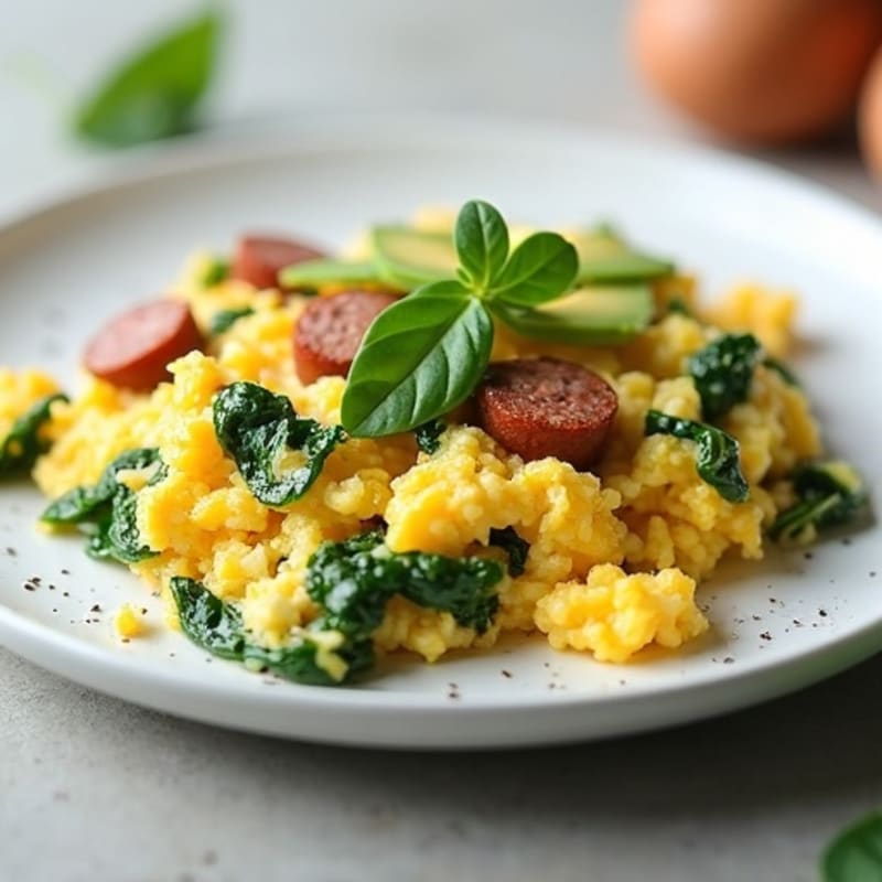 Egg White Scramble with Spinach and Turkey Sausage