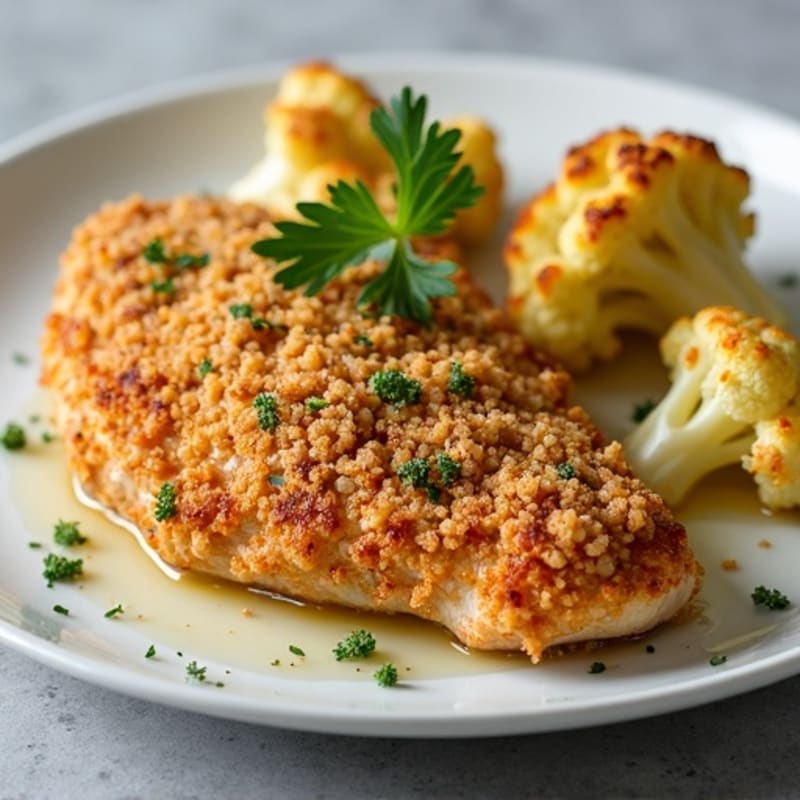 Crispy Almond-Crusted Chicken with Herb-Roasted Cauliflower