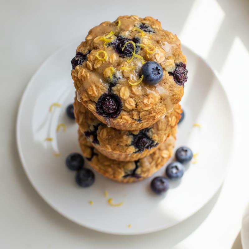 Lemon Blueberry Oatmeal Muffins