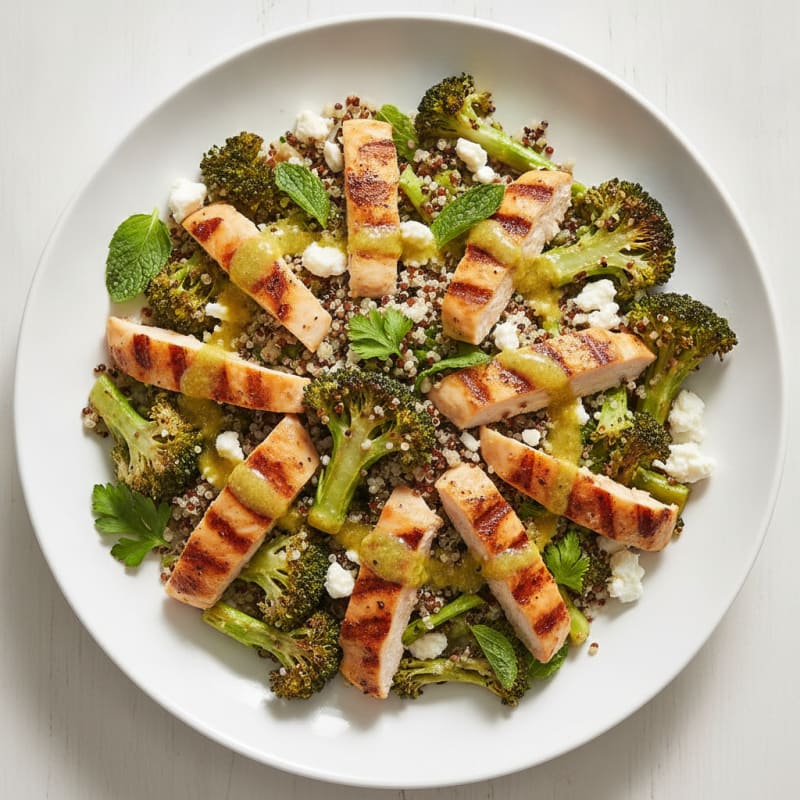 Grilled Chicken and Quinoa Power Salad with Roasted Broccoli