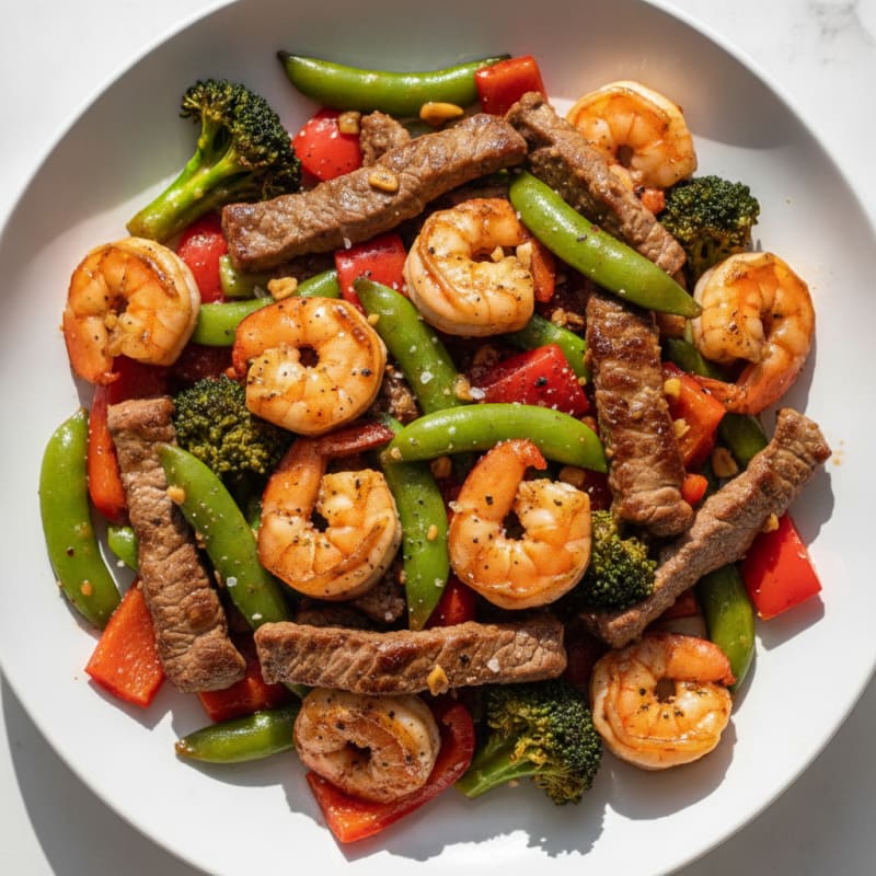 Garlic Steak and Shrimp Stir-Fry