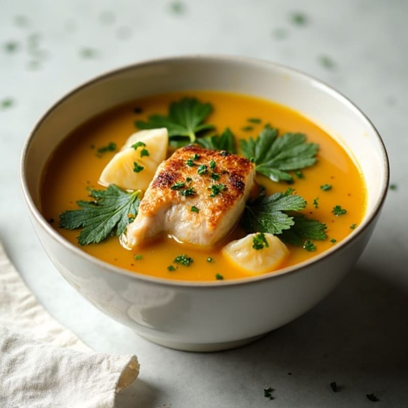 Silky Molokhia Soup with Lean Chicken and Fresh Garlic