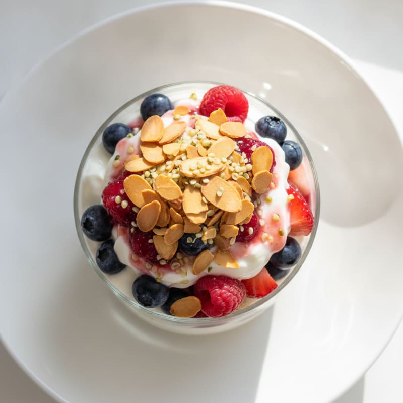 Greek Yogurt Protein Parfait with Berries and Almonds