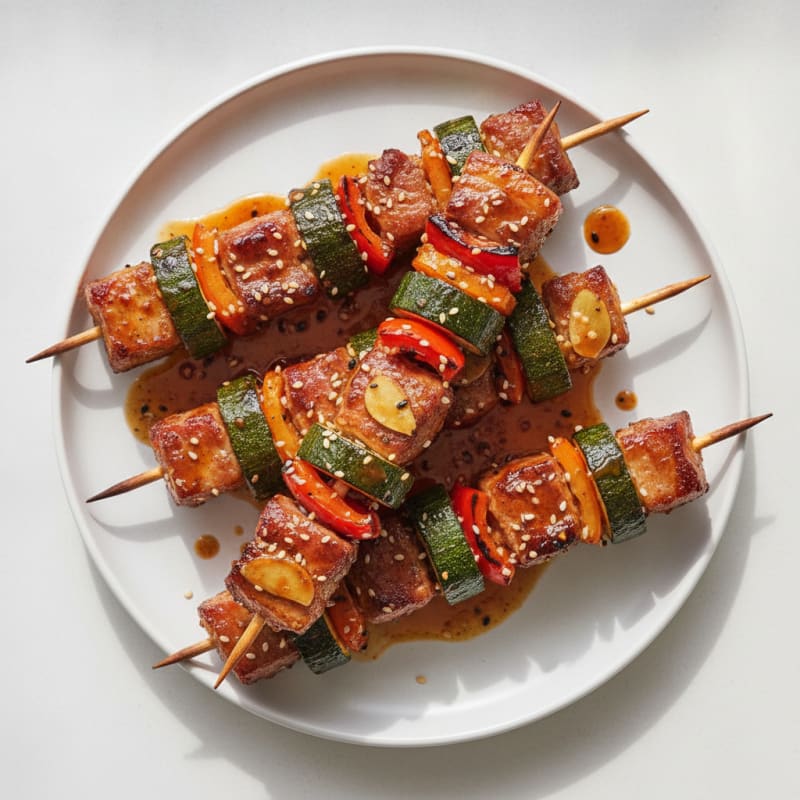 Spicy Gochujang Pork Belly Skewers