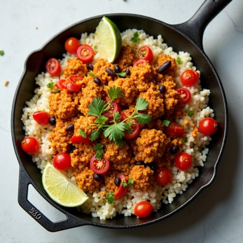 Spicy Turkey Taco Skillet with Cauliflower Rice