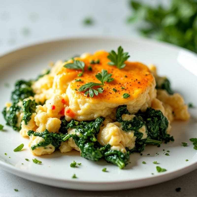 Egg White and Cottage Cheese Scramble with Sautéed Spinach