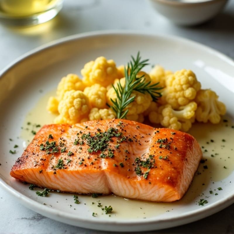 Lemon Herb Roasted Salmon with Crispy Roasted Cauliflower