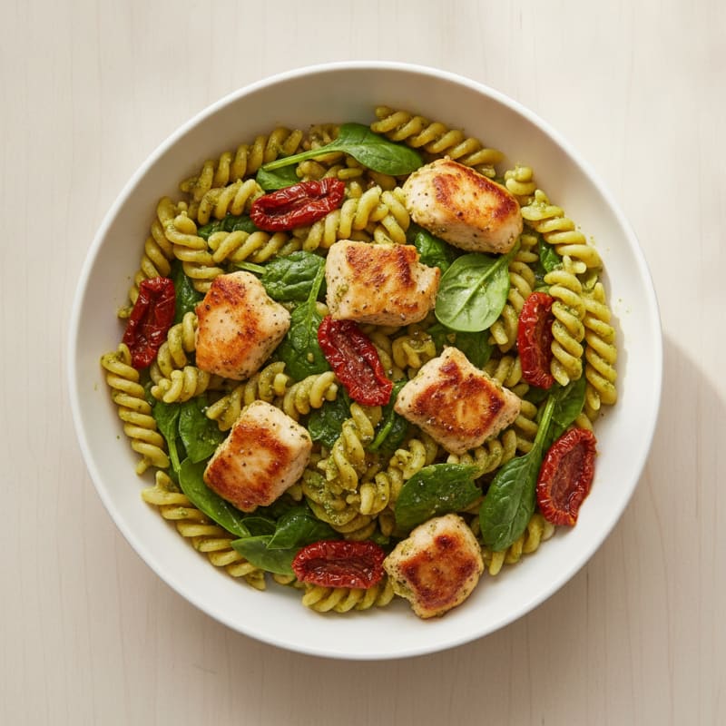 Pesto Chicken Pasta with Sun-Dried Tomatoes