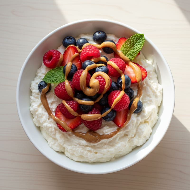 Silky Greek Yogurt Protein Mousse with Mixed Berries