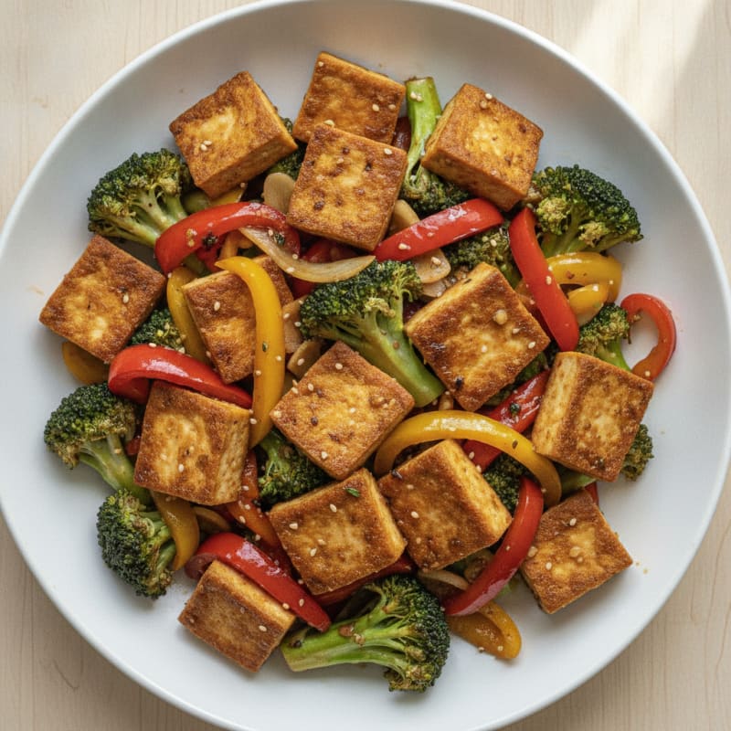 Tofu Stir Fry with Broccoli and Bell Peppers