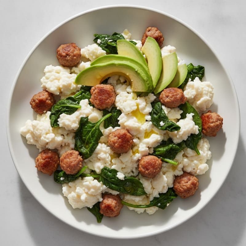Egg White Scramble with Spinach and Turkey Sausage