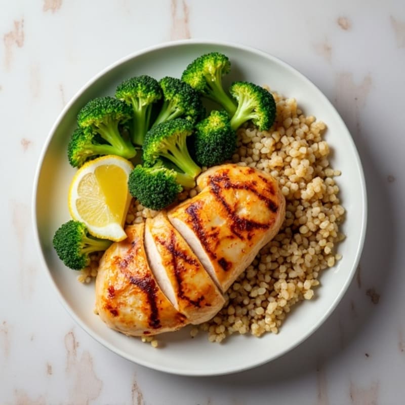 Grilled Chicken Breast with Quinoa and Steamed Broccoli