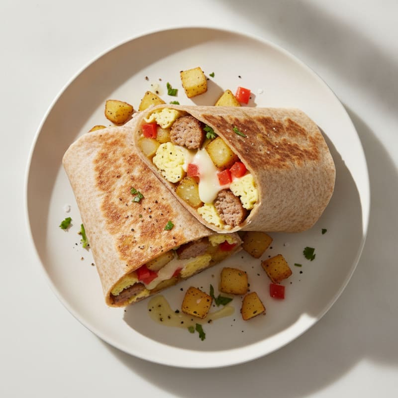Sausage and Egg Breakfast Burritos with White Cheddar