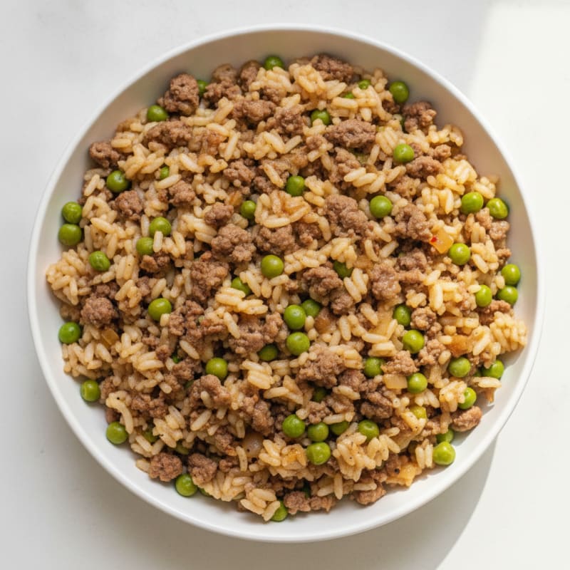 Ground Beef and Pea Rice Skillet