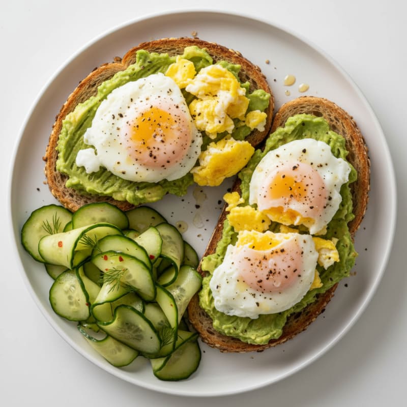 Egg and Avocado Toast with Quick Pickles