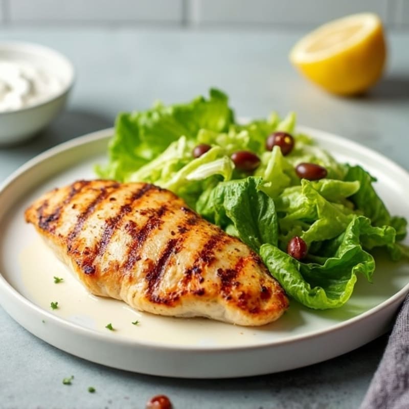 Grilled Chicken and Crispy Romaine with Creamy Garlic Dressing