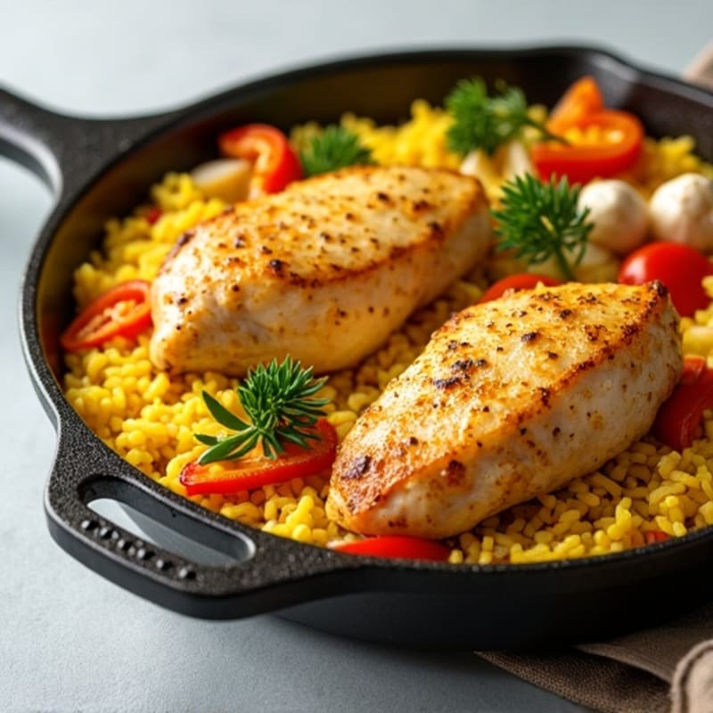 Saffron-Spiced Chicken and Yellow Rice Skillet