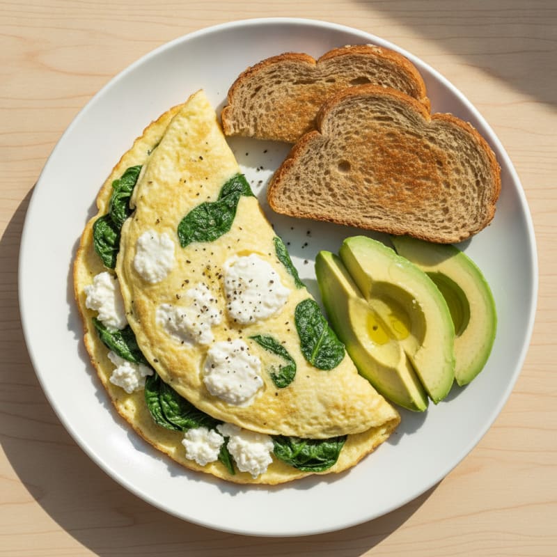 Egg White Omelette with Spinach and Cottage Cheese
