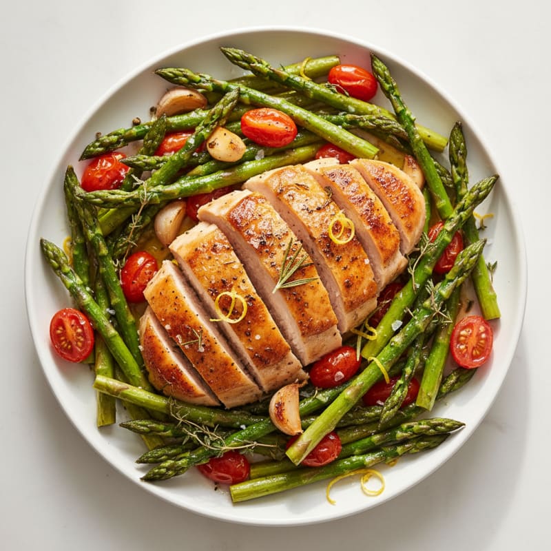 Lemon-Herb Roasted Chicken with Asparagus