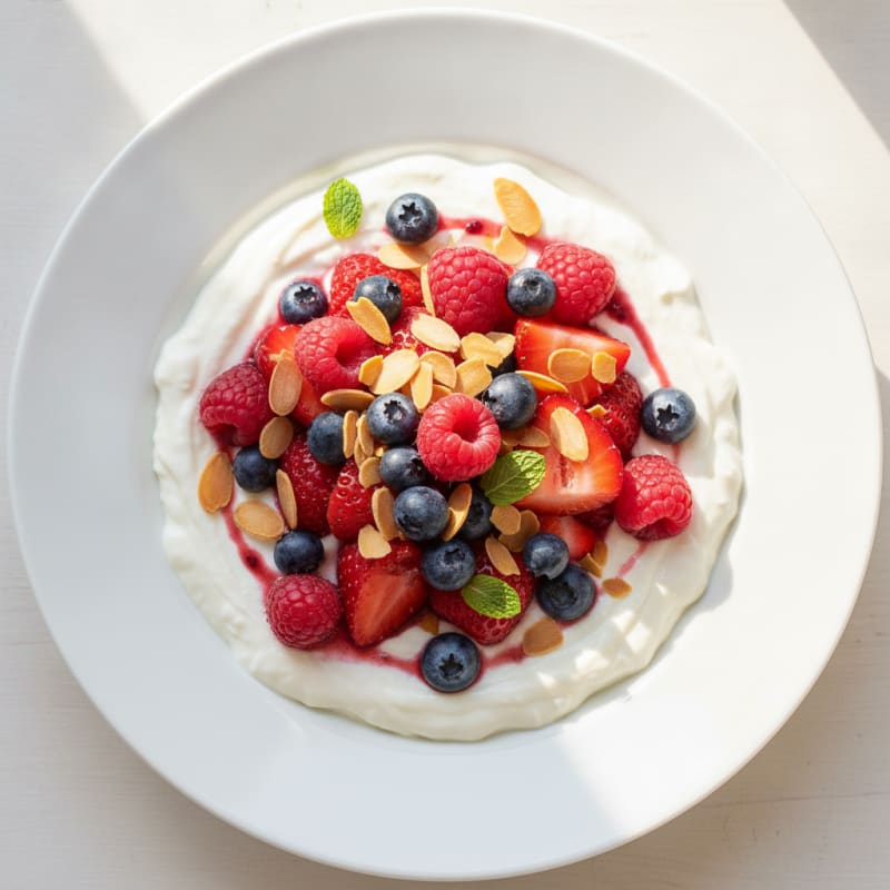 Silky Greek Yogurt Protein Pudding with Mixed Berries