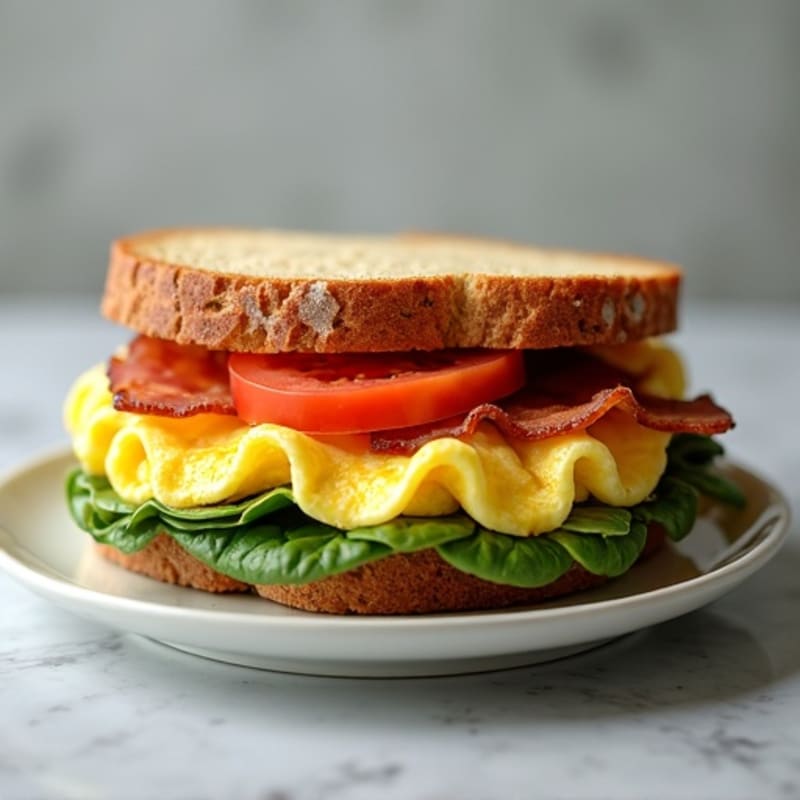 High-Protein Fluffy Egg and Crispy Turkey Bacon Sandwich