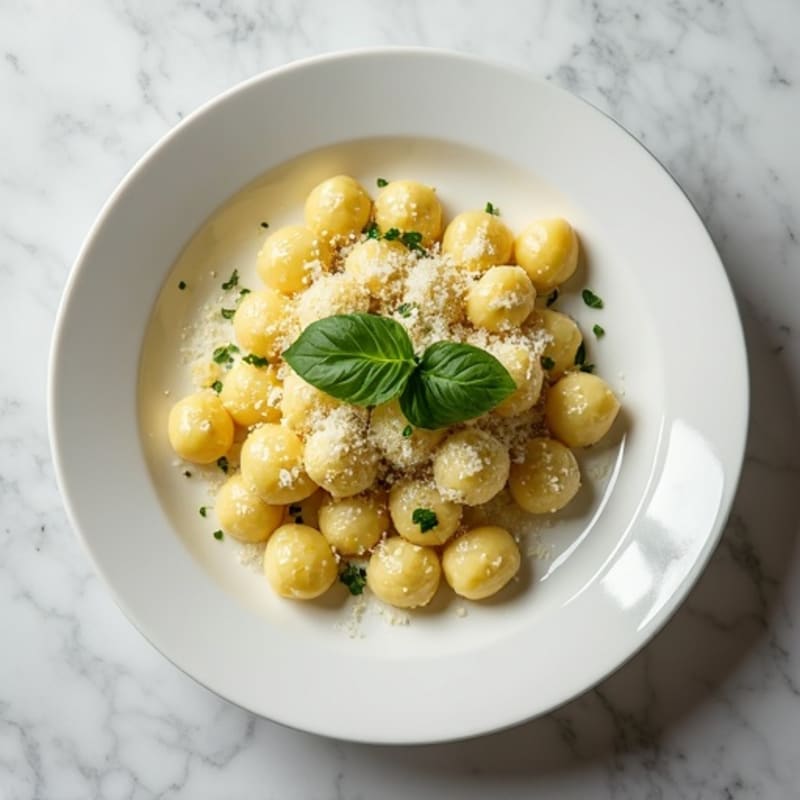 Herb-Ricotta Gnocchi with Roasted Garlic Cream Sauce