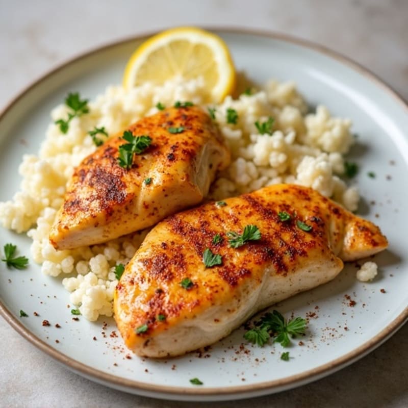 Creamy Yogurt-Spiced Chicken with Cauliflower Rice