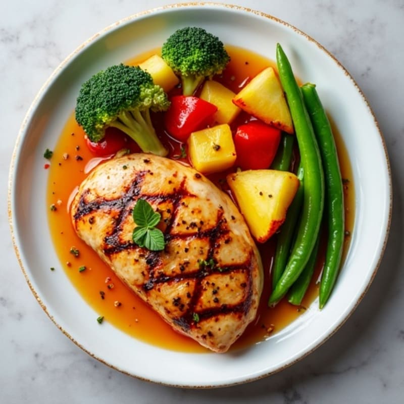 Pan-Seared Sweet and Sour Chicken with Roasted Vegetables