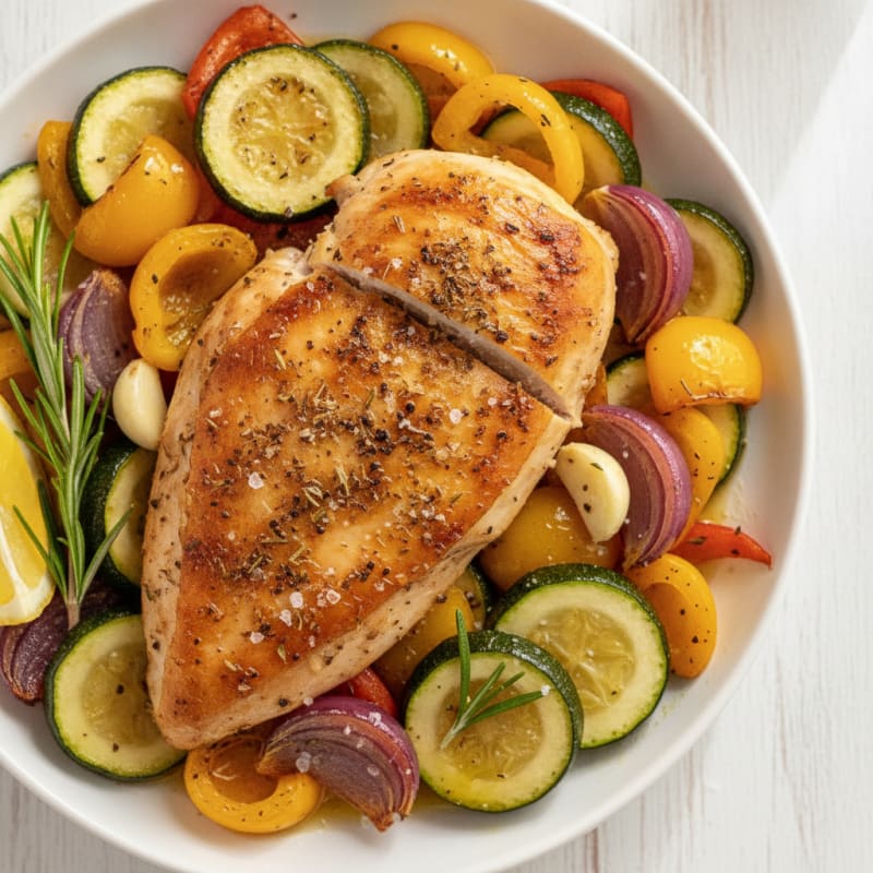 Herb-Roasted Chicken with Mediterranean Vegetables