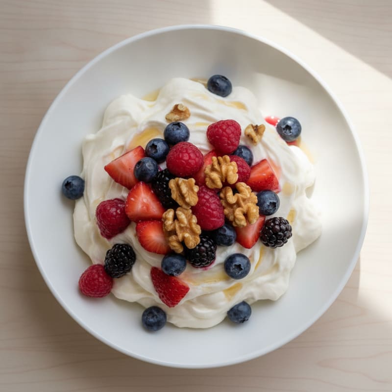 Silky Greek Yogurt Protein Pudding with Mixed Berries