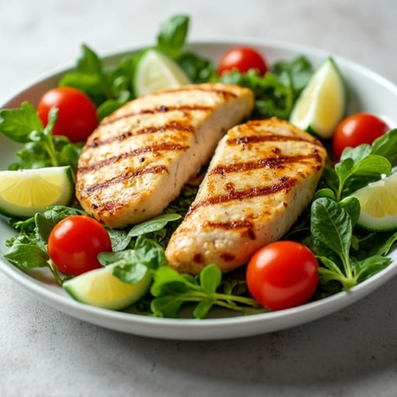 Grilled Chicken Breast with Mixed Greens and Lemon Vinaigrette