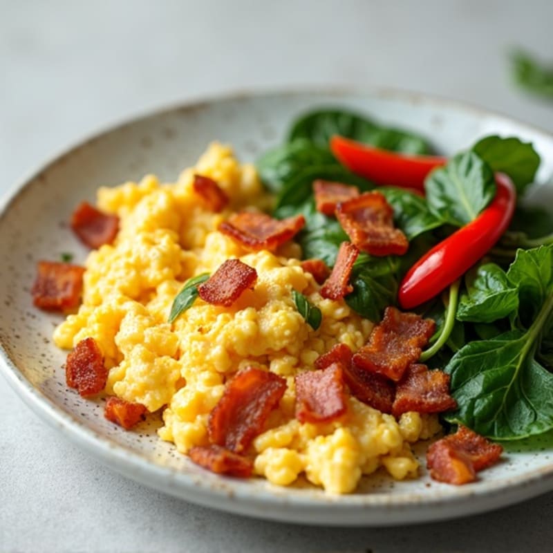 Egg White Veggie Scramble with Turkey Bacon