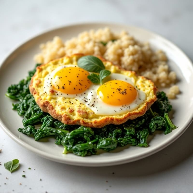Egg White Scramble with Turkey Breast and Sautéed Spinach