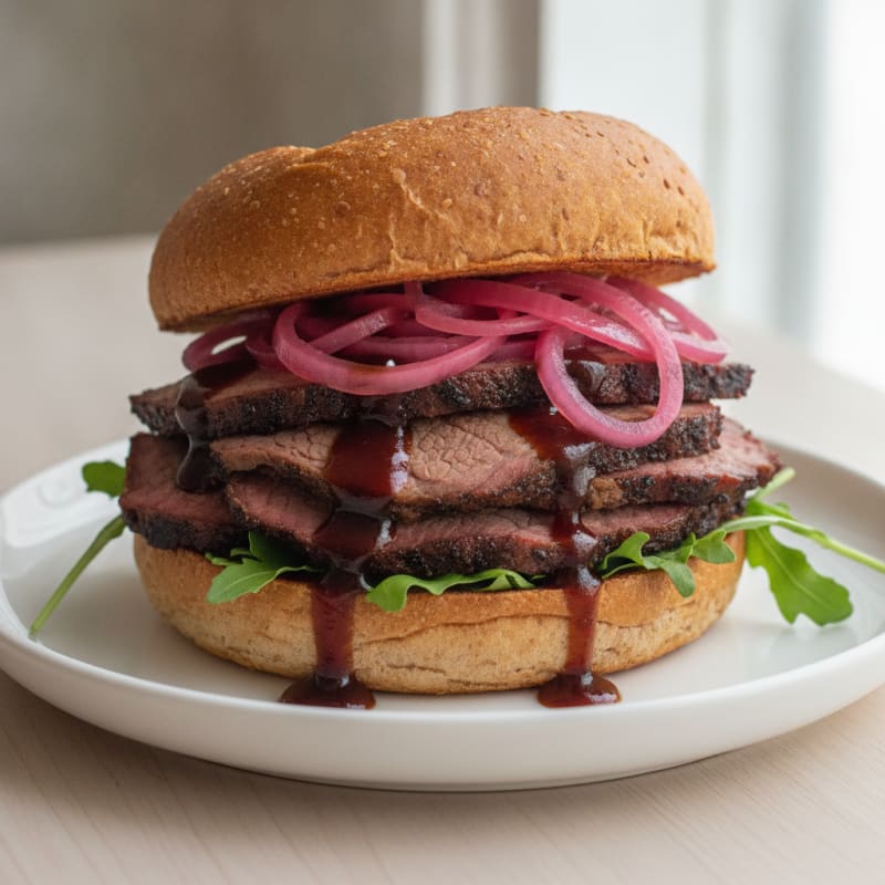 Smoky Brisket Sandwich with Pickled Onions