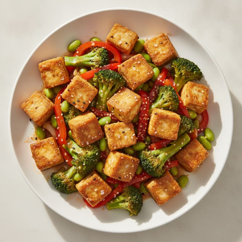 Ginger-Garlic Glazed Tofu Stir-Fry