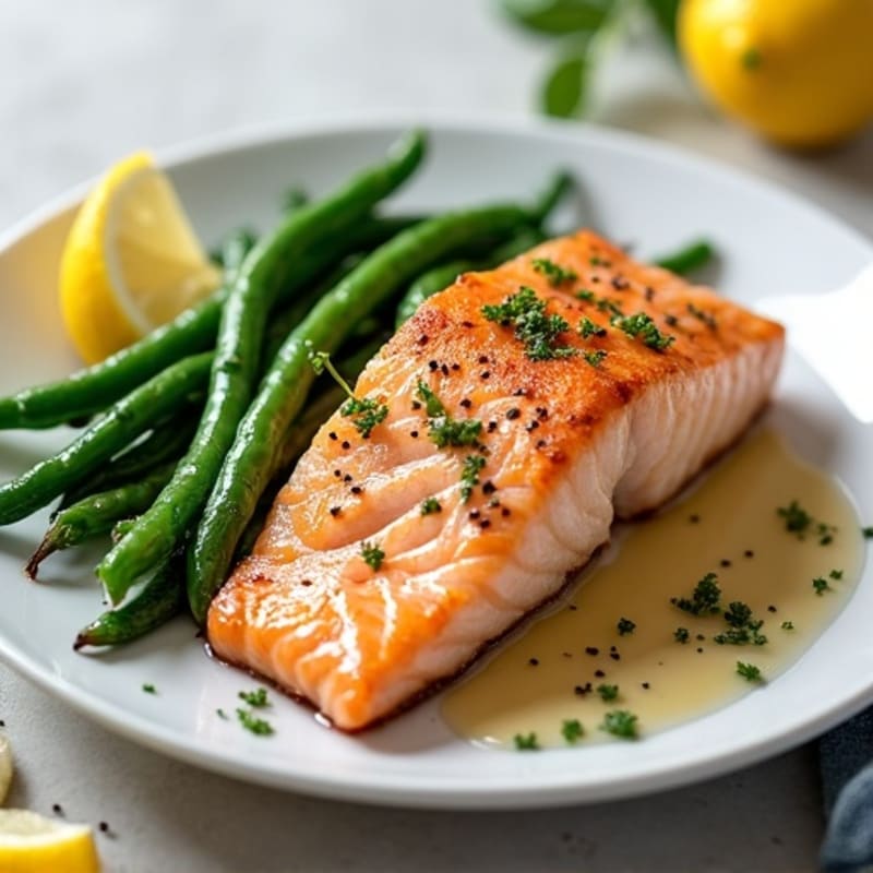 Flaky Baked Salmon with Roasted Green Beans