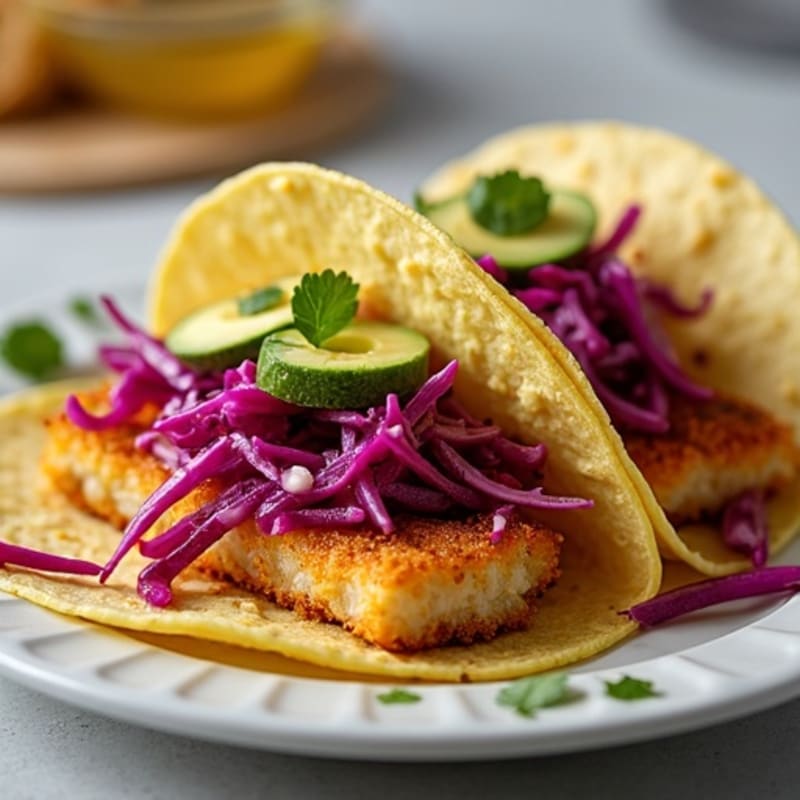 Crispy Baked Fish Tacos with Fresh Cabbage Slaw