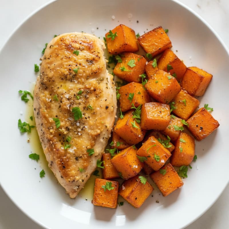 Parmesan Chicken with Roasted Pumpkin