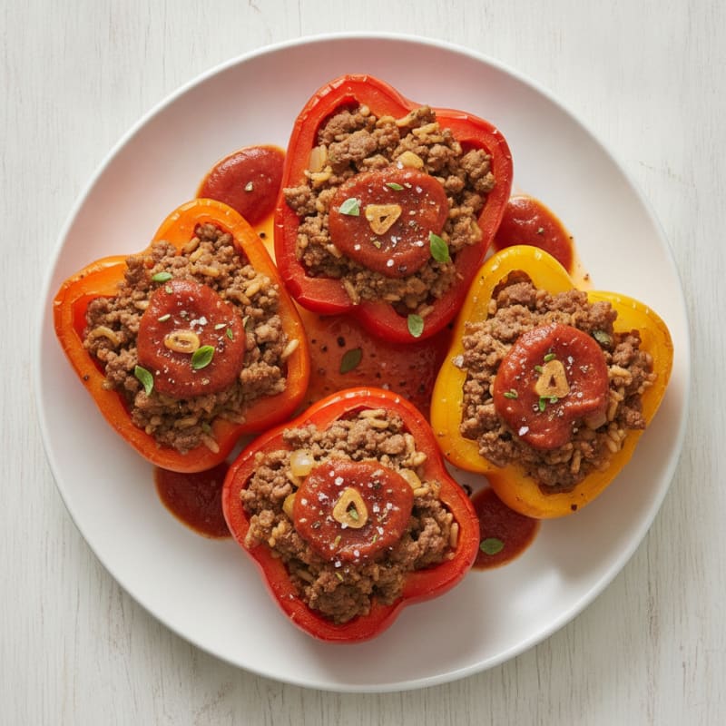 Beef and Rice Stuffed Bell Peppers