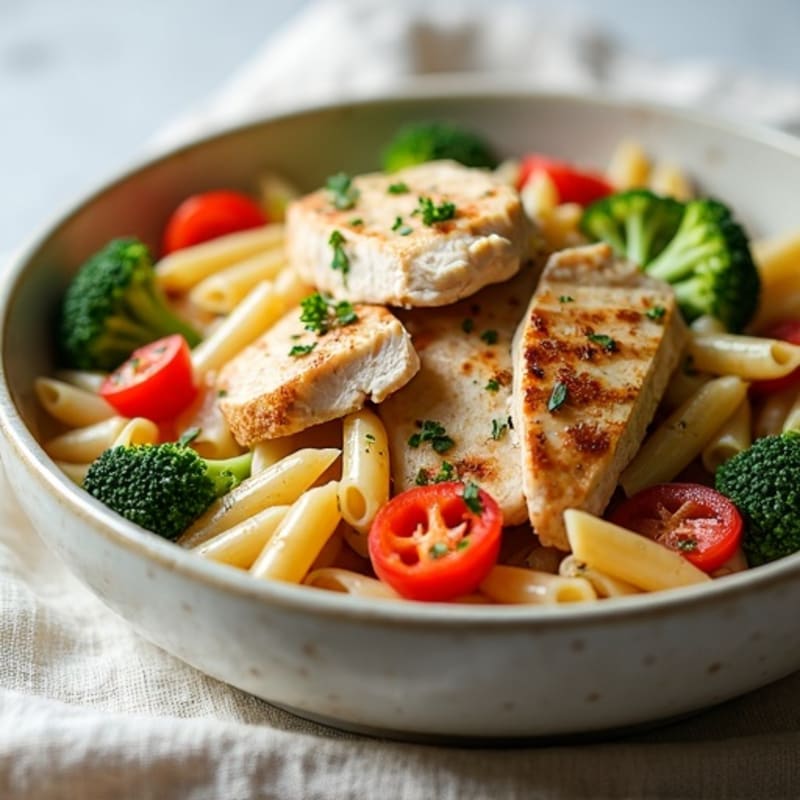 Creamy Chicken Pasta with Roasted Vegetables