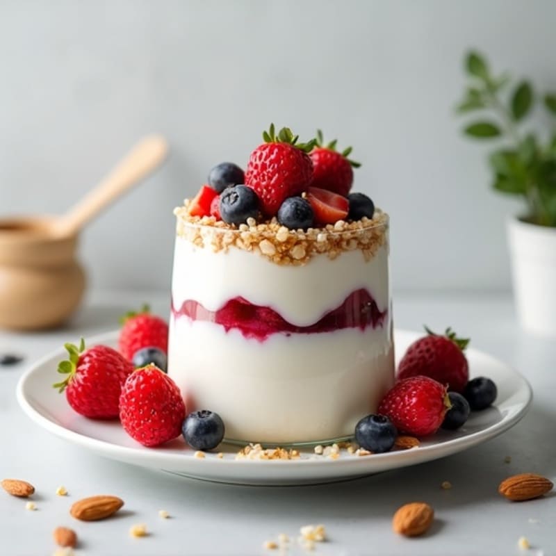 Creamy Greek Yogurt Parfait with Berries and Almonds