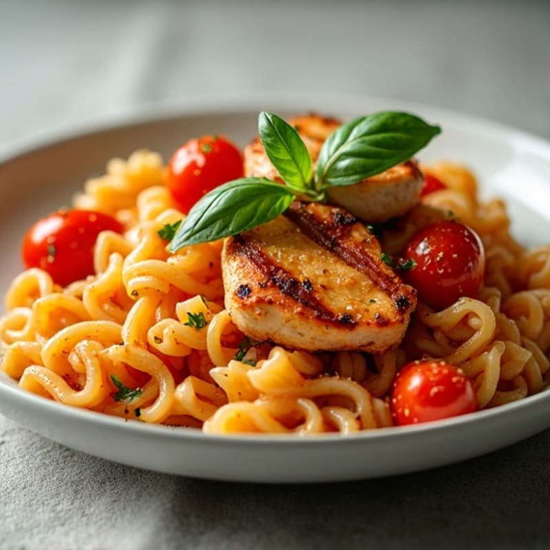 Hearty Whole Wheat Pasta with Roasted Tomato and Garlic Sauce