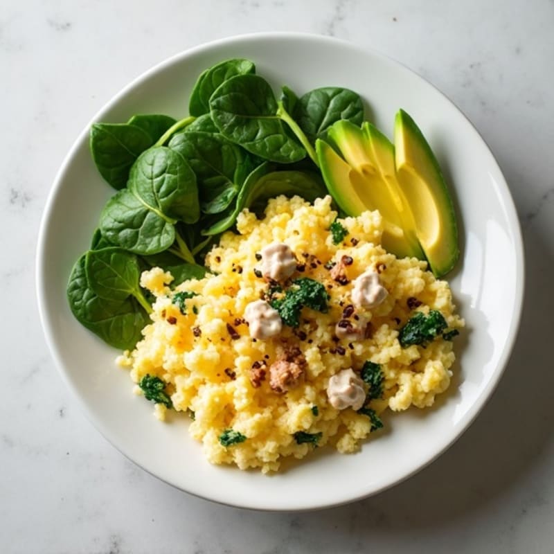 Egg White Scramble with Spinach and Smoked Turkey