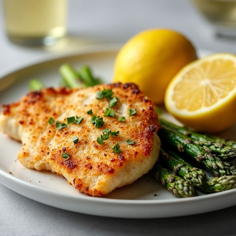 Crispy Lemon Garlic Chicken with Roasted Asparagus