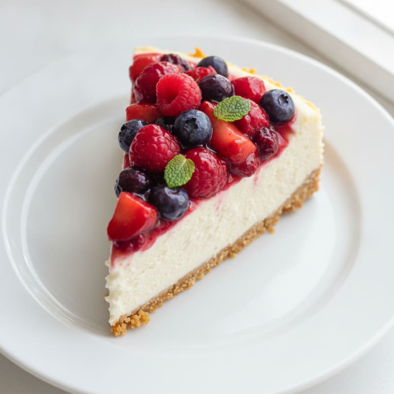 Greek Yogurt Protein Cheesecake with Mixed Berries