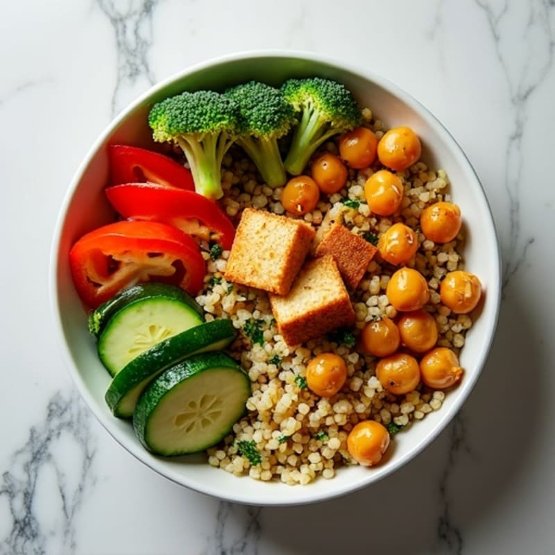 Crispy Roasted Chickpea and Vegetable Bowl with Lemon-Herb Quinoa