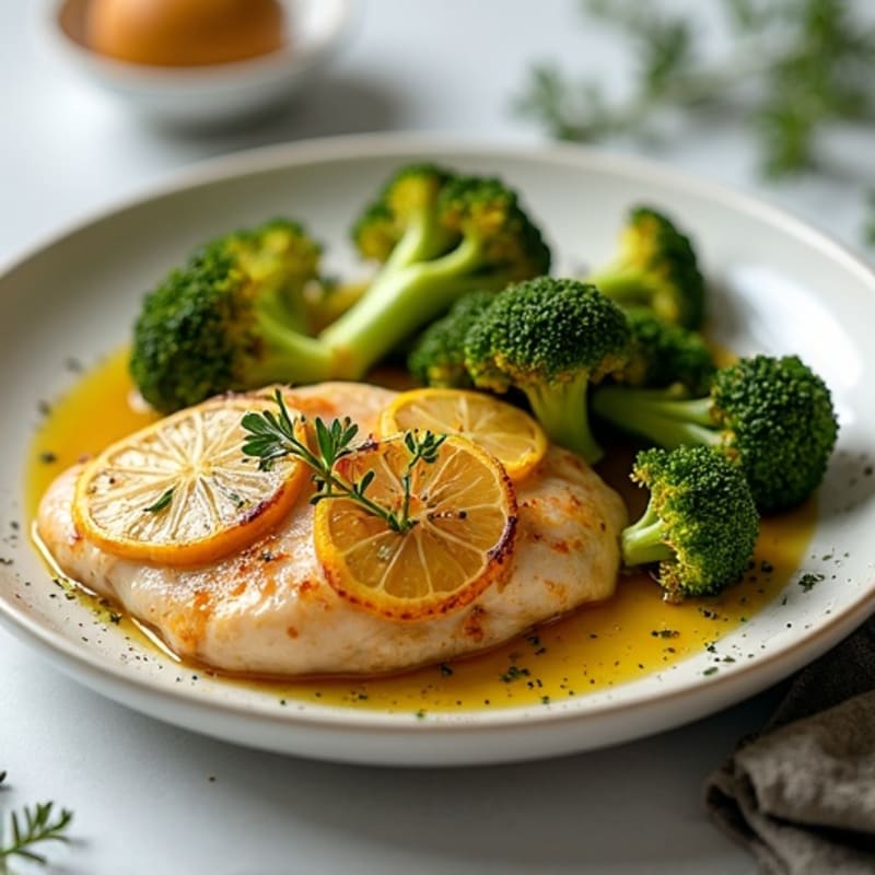 Lemon Herb Roasted Chicken with Crispy Broccoli