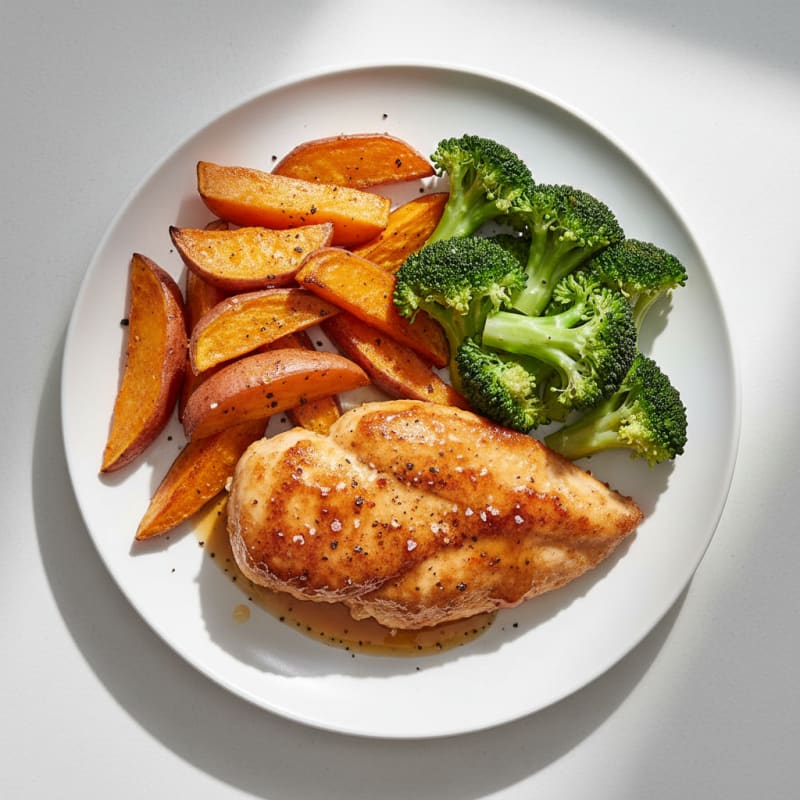 Crispy Honey-Glazed Chicken with Roasted Sweet Potatoes